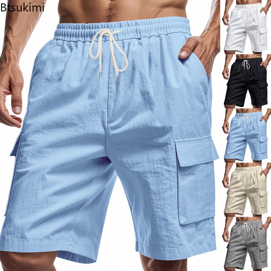 Short Linen Drawstring - Nieuwe 2025 Heren Cargo Shorts Zomer