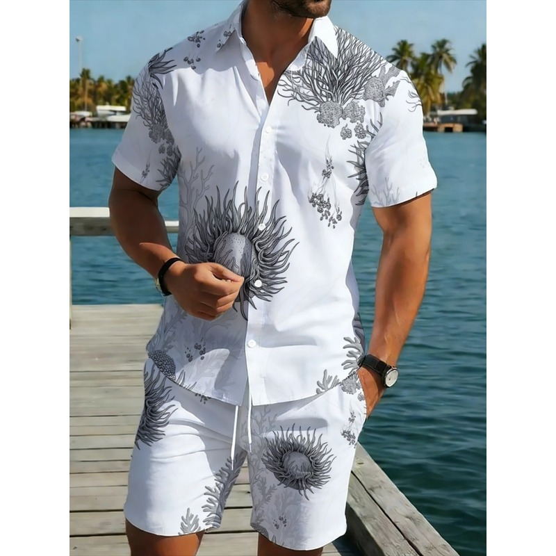 Resort Shirt Floral - Heren Hawaiiaans overhemd & shorts set,