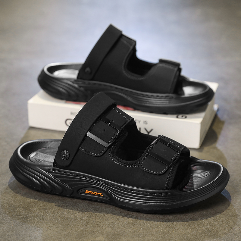 Flip Flop Leather Men - Platformleren herenpantoffels, luxe designer zomerse outdoor