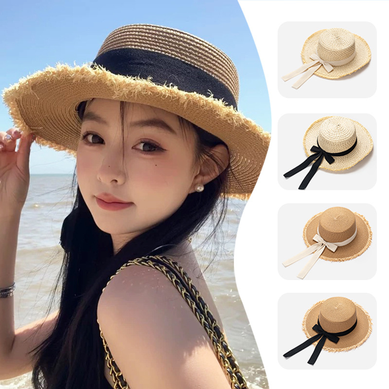 Packable Hat Nylon - Vrouwen Strohoed Zonnehoed met strik Zomerstrandhoed