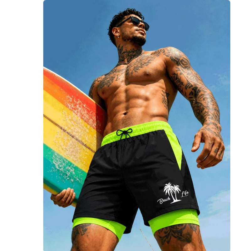 Trunks Board Surf - Zwembroek voor heren Palmboomprint Sneldrogende surfplankshorts