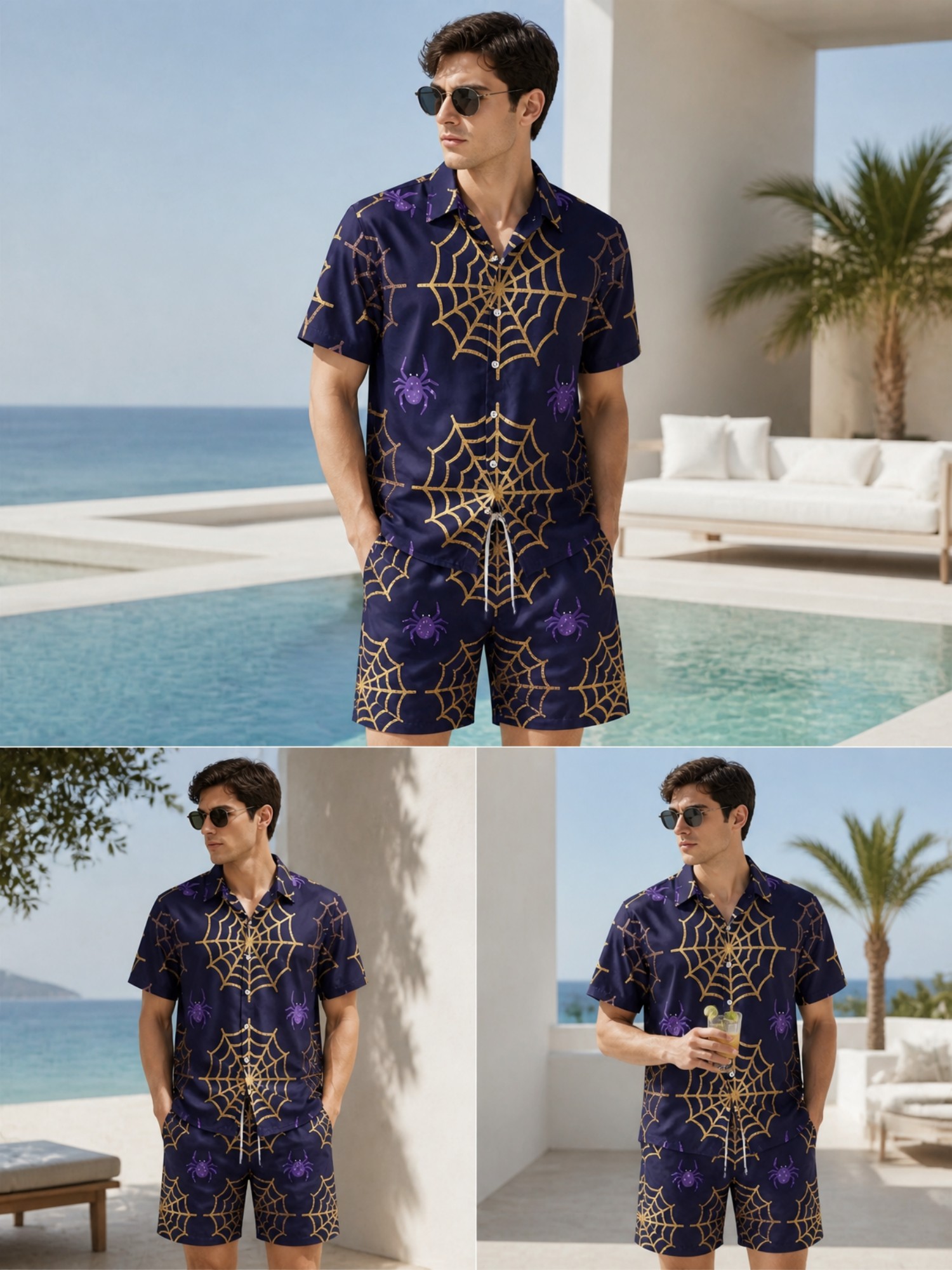 Resort Shirt Floral - Heren zomerset met korte mouwen, poloshirt