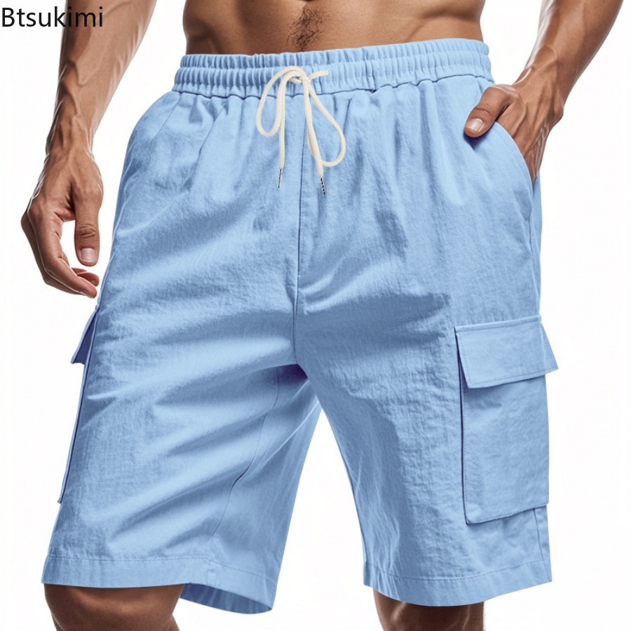 Nieuwe 2025 Heren Cargo Shorts - Short Linen Drawstring recensie en prijs
