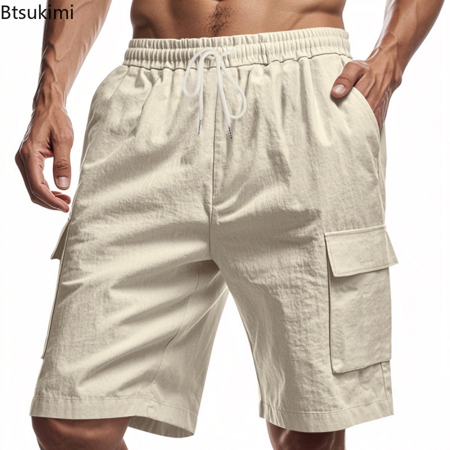 Nieuwe 2025 Heren Cargo Shorts - Short Linen Drawstring recensie en prijs