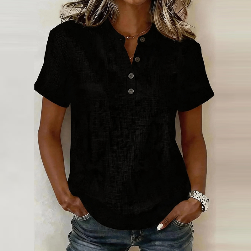 Zomerblouses met korte mouwen, - Linen Shirt Breathable recensie en prijs