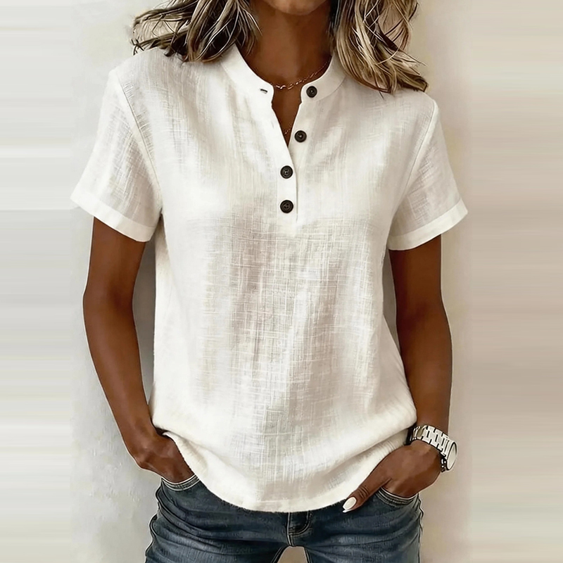 Zomerblouses met korte mouwen, - Linen Shirt Breathable recensie en prijs