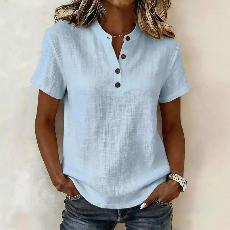 Zomerblouses met korte mouwen, - Linen Shirt Breathable recensie en prijs