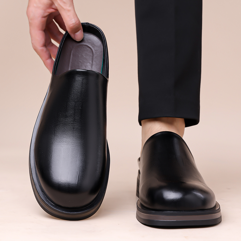Heren instappers, dikke zool,  - Flip Flop Leather Men recensie en prijs