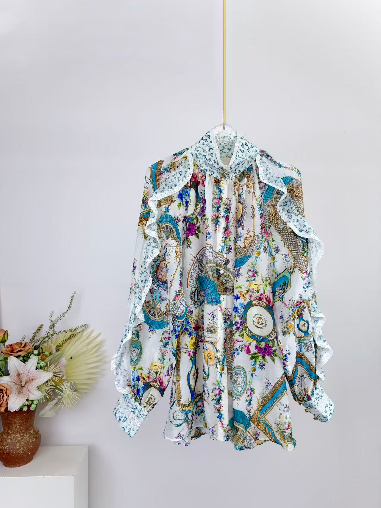 2026 Dames Bloemenprint Set Kr - Linen Shirt Breathable recensie en prijs